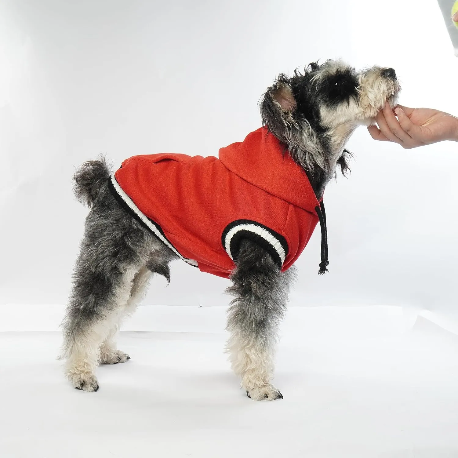FUAMEY Winter Dog Fleece Sweater, Pet Warm Sweatshirt With Pocket, Christmas Outfit Puppy Vest With Leash Hole for Small Medium Large Dogs, Red L