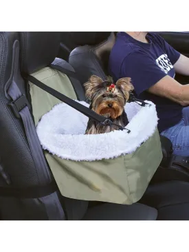 Green Plush Pet Car Seat Basket Suitable For Small Cats And Dogs For Car Travel