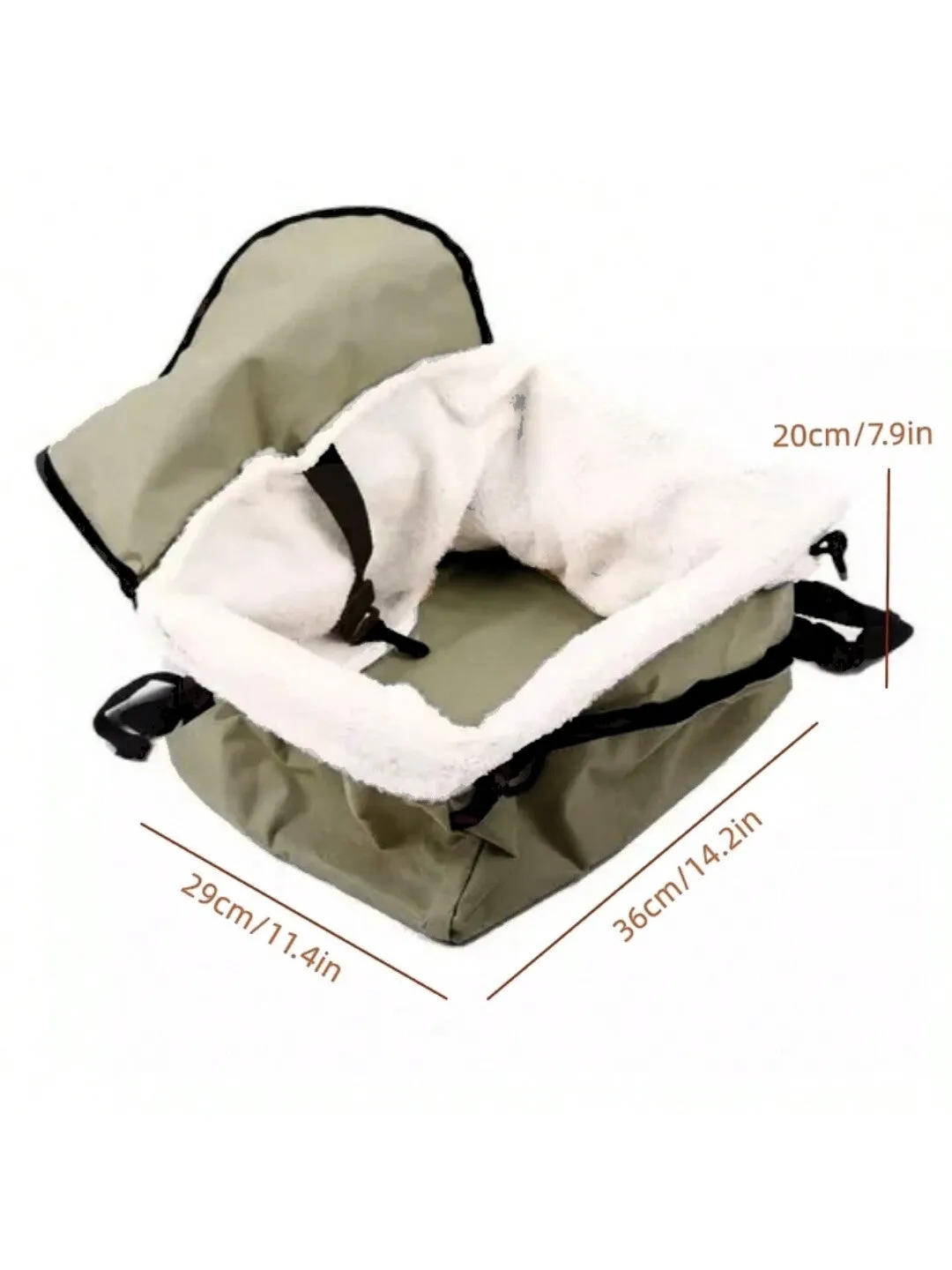 Green Plush Pet Car Seat Basket Suitable For Small Cats And Dogs For Car Travel