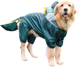 HDKUW Large Dog Raincoat with Leash Hole, Full Coverage Slicker Dog Rain Coat Hoodie, Animal Shape Waterproof Jacket for Small Medium Large Dogs Dinosaur 7XL