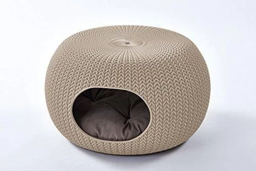 Keter by Curver 22.7" x 22.3" x 13" Knit Cozy Luxury Lounge Bed & Pet Home with Cushions, Small to Medium