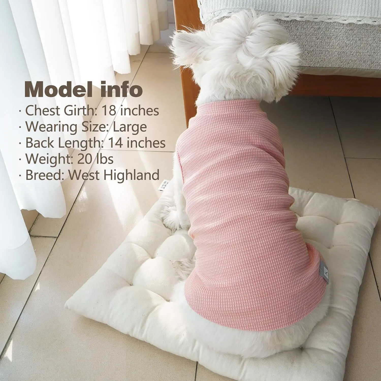 KYEESE 2Pack Waffle Dog Shirts for Small Dogs Stretchy T-Shirts Lightweight Tank Top Sleeveless Striped Vest Breathable Cat Tee, Medium, Pink Striped