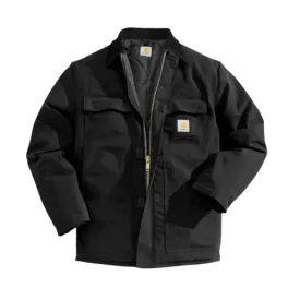 Loose Fit Firm Duck Insulated Traditional Coat | Black