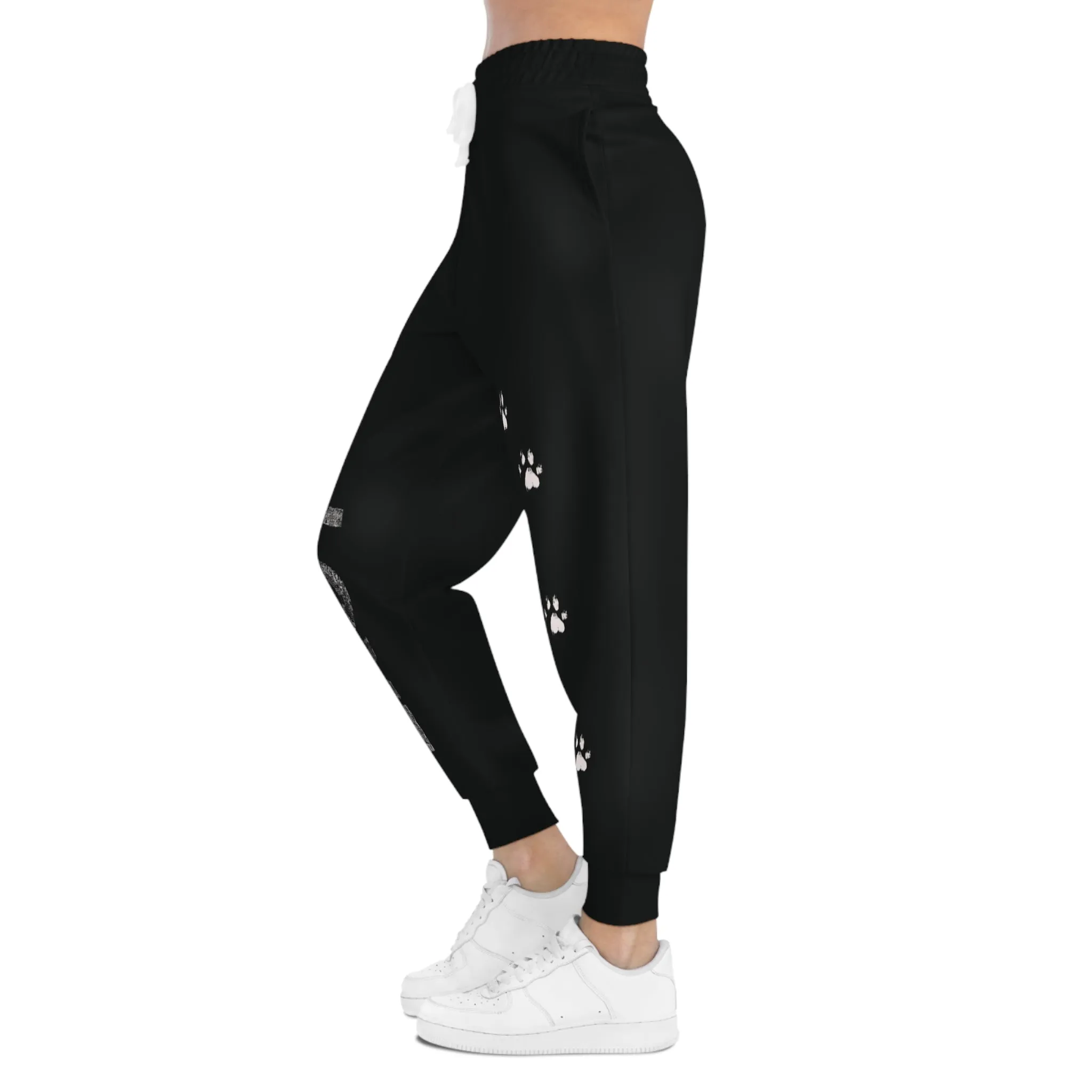 Love Paw Print Athletic Joggers - Cute Dog Lover Sweatpants, Cozy Animal Print Lounge Pants, Workout Leggings, Comfy Yoga Bottoms, Casual