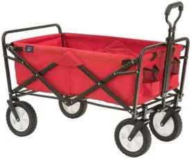 Mac Sports Heavy Duty Steel Frame Collapsible Folding 150 Pound Capacity Outdoor Camping Garden Utility Wagon Yard Cart, Red