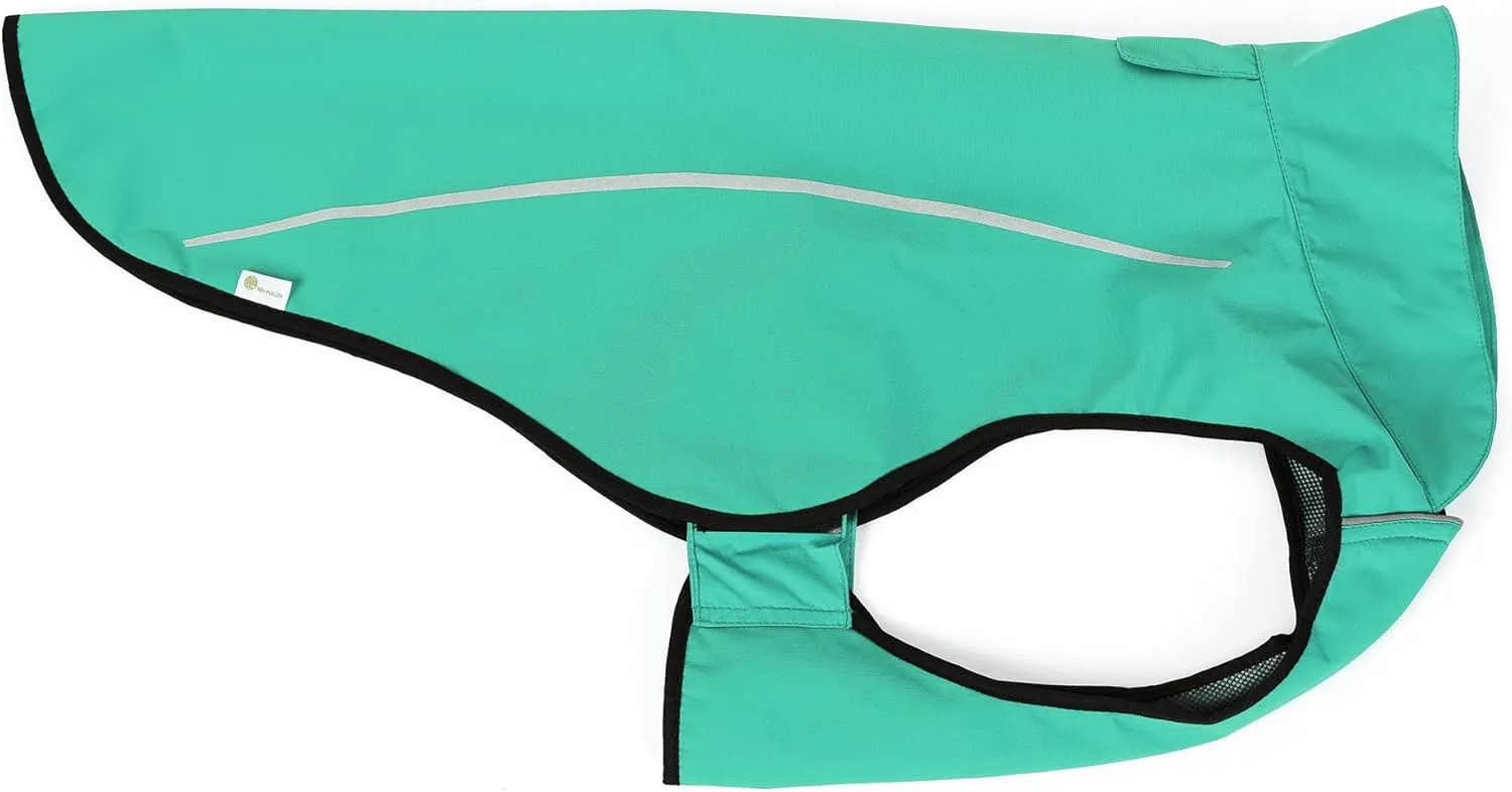 Mile High Life Dog Raincoat, Adjustable Waterproof Reflective Rain Jacket for Small Medium Large Dogs, Lightweight Breathable Pet Rain Coat with Leash Hole(Green,L Chest 32-40")