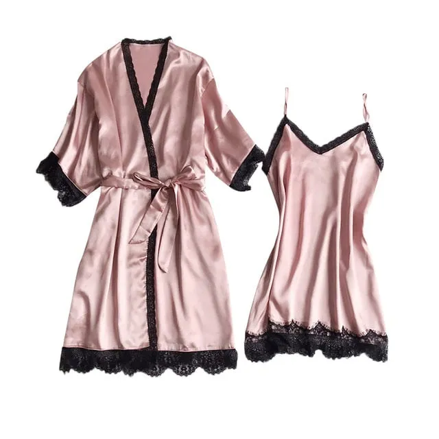 Newest Sexy Lingerie Fashion Patchwork Nightdress Women Pajamas Sexy Underwear V-Collar Robe Lingerie Sling Nightgown Z0329