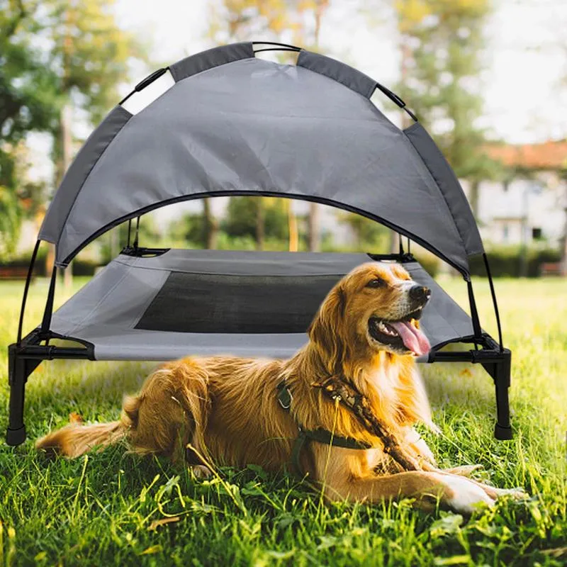 Outdoor Dog Bed: Foldable Elevated Dog Bed with Removable Canopy | Portable Dogs Shade Tent for Camping | Breathable & Detachable Pet Cot