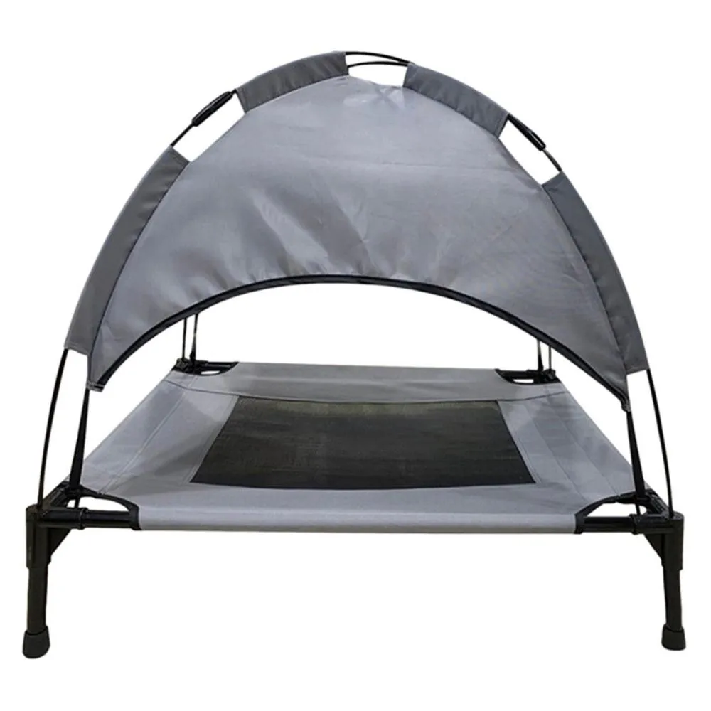 Outdoor Dog Bed: Foldable Elevated Dog Bed with Removable Canopy | Portable Dogs Shade Tent for Camping | Breathable & Detachable Pet Cot