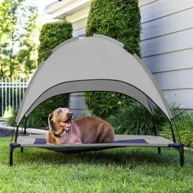 Outdoor Dog Bed: Foldable Elevated Dog Bed with Removable Canopy | Portable Dogs Shade Tent for Camping | Breathable & Detachable Pet Cot