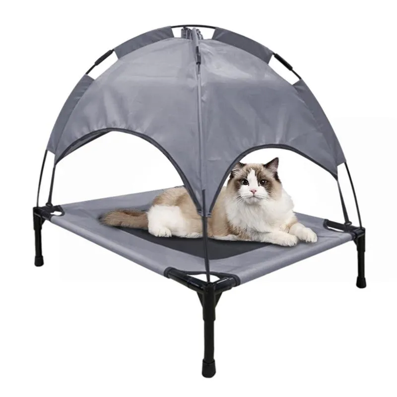 Outdoor Dog Bed: Foldable Elevated Dog Bed with Removable Canopy | Portable Dogs Shade Tent for Camping | Breathable & Detachable Pet Cot
