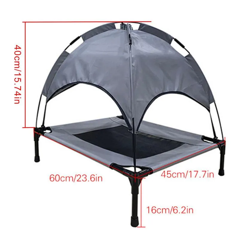 Outdoor Dog Bed: Foldable Elevated Dog Bed with Removable Canopy | Portable Dogs Shade Tent for Camping | Breathable & Detachable Pet Cot