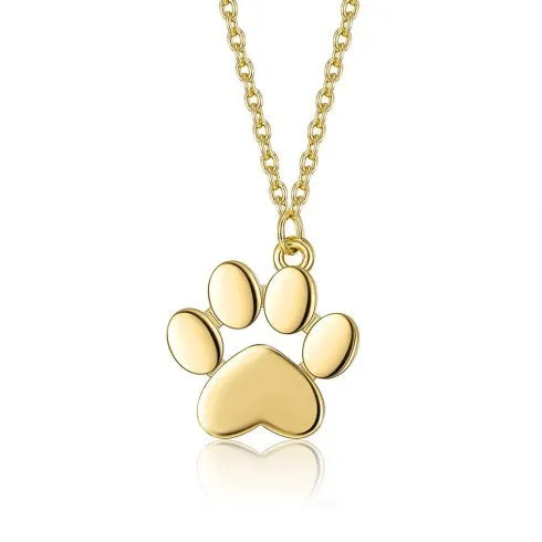 Paw Print Necklace - Gold Silver Rose Gold Necklace - Tiny Pawprint Necklace - Cat Dog Lovers Jewelry Pet Memorial Necklace - Dainty Charm