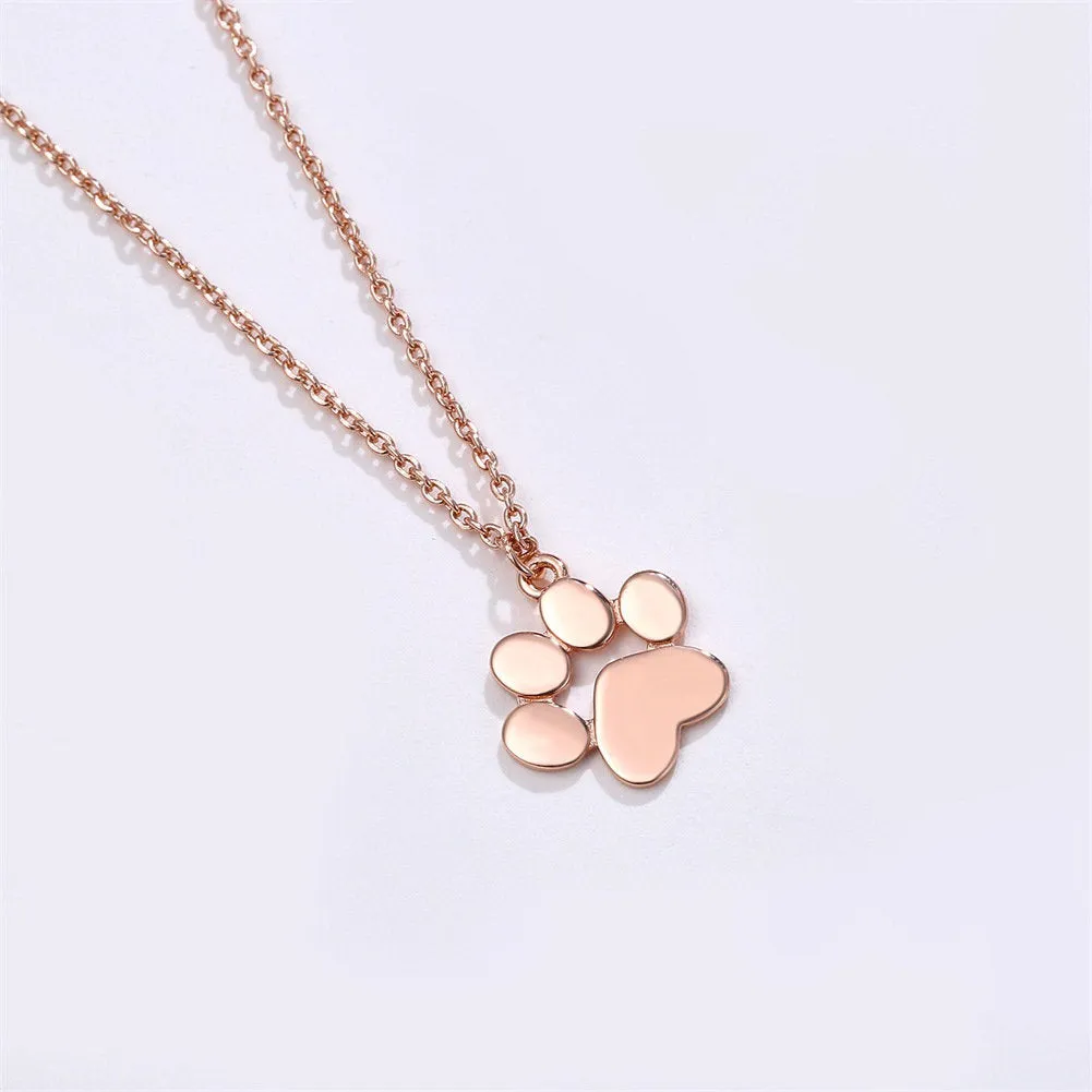 Paw Print Necklace - Gold Silver Rose Gold Necklace - Tiny Pawprint Necklace - Cat Dog Lovers Jewelry Pet Memorial Necklace - Dainty Charm