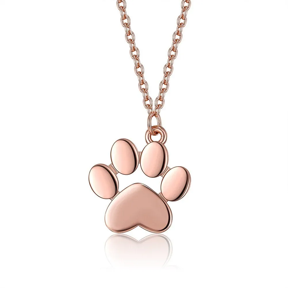 Paw Print Necklace - Gold Silver Rose Gold Necklace - Tiny Pawprint Necklace - Cat Dog Lovers Jewelry Pet Memorial Necklace - Dainty Charm