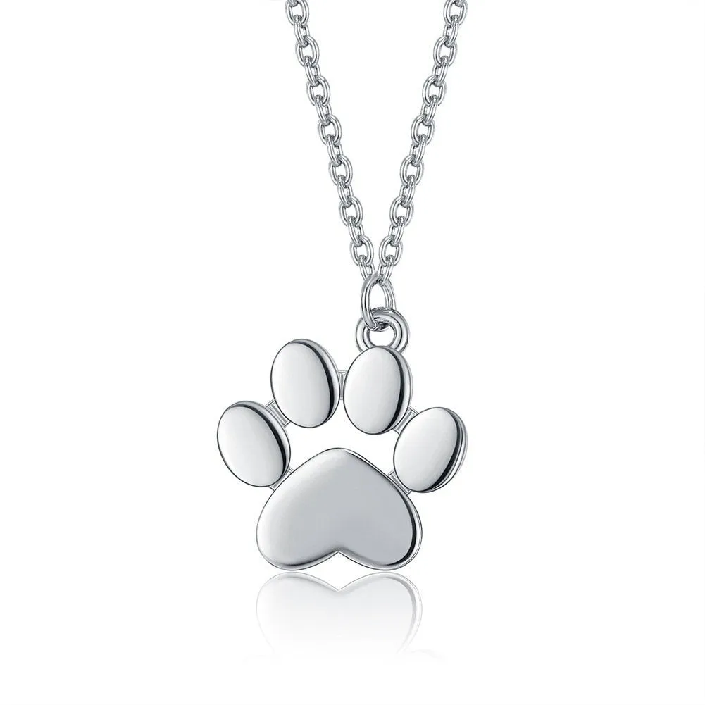 Paw Print Necklace - Gold Silver Rose Gold Necklace - Tiny Pawprint Necklace - Cat Dog Lovers Jewelry Pet Memorial Necklace - Dainty Charm