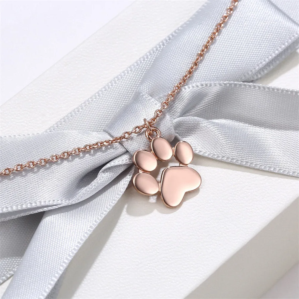 Paw Print Necklace - Gold Silver Rose Gold Necklace - Tiny Pawprint Necklace - Cat Dog Lovers Jewelry Pet Memorial Necklace - Dainty Charm