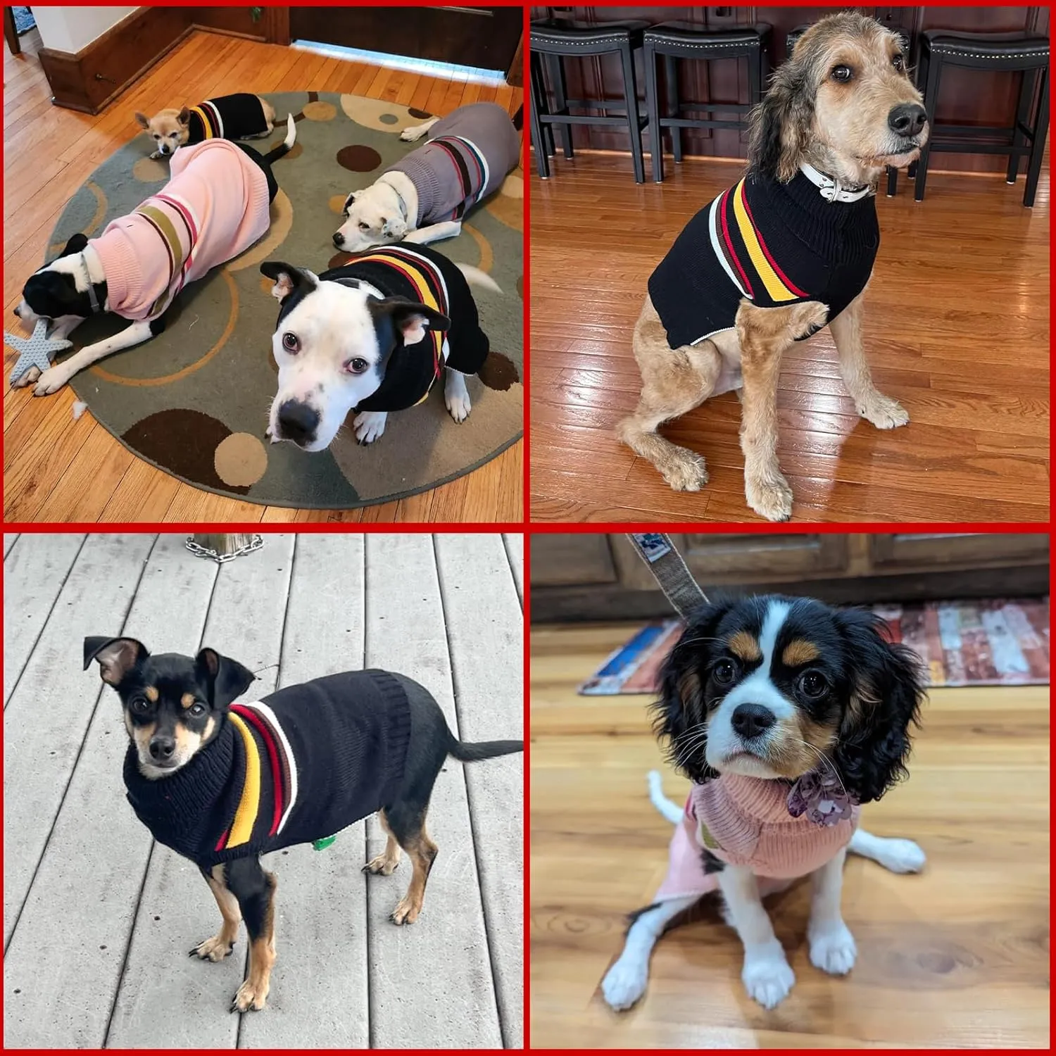 PAWCHIE Dog Sweater for Large Size Girls Boys, Warm Coat Turtleneck Thick Clothes With Leash Hole, Stretchy Knitted Outfit for Small to Large Doggy Puppy Cat, Green L/XL