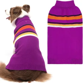 PAWCHIE Large Dog Girls & Boys Warm Coat Turtleneck, Thick Dog Clothes with Leash Hole, Stretchy Knitted Outfit for Small to Large Doggy Puppy, Purple L/XL