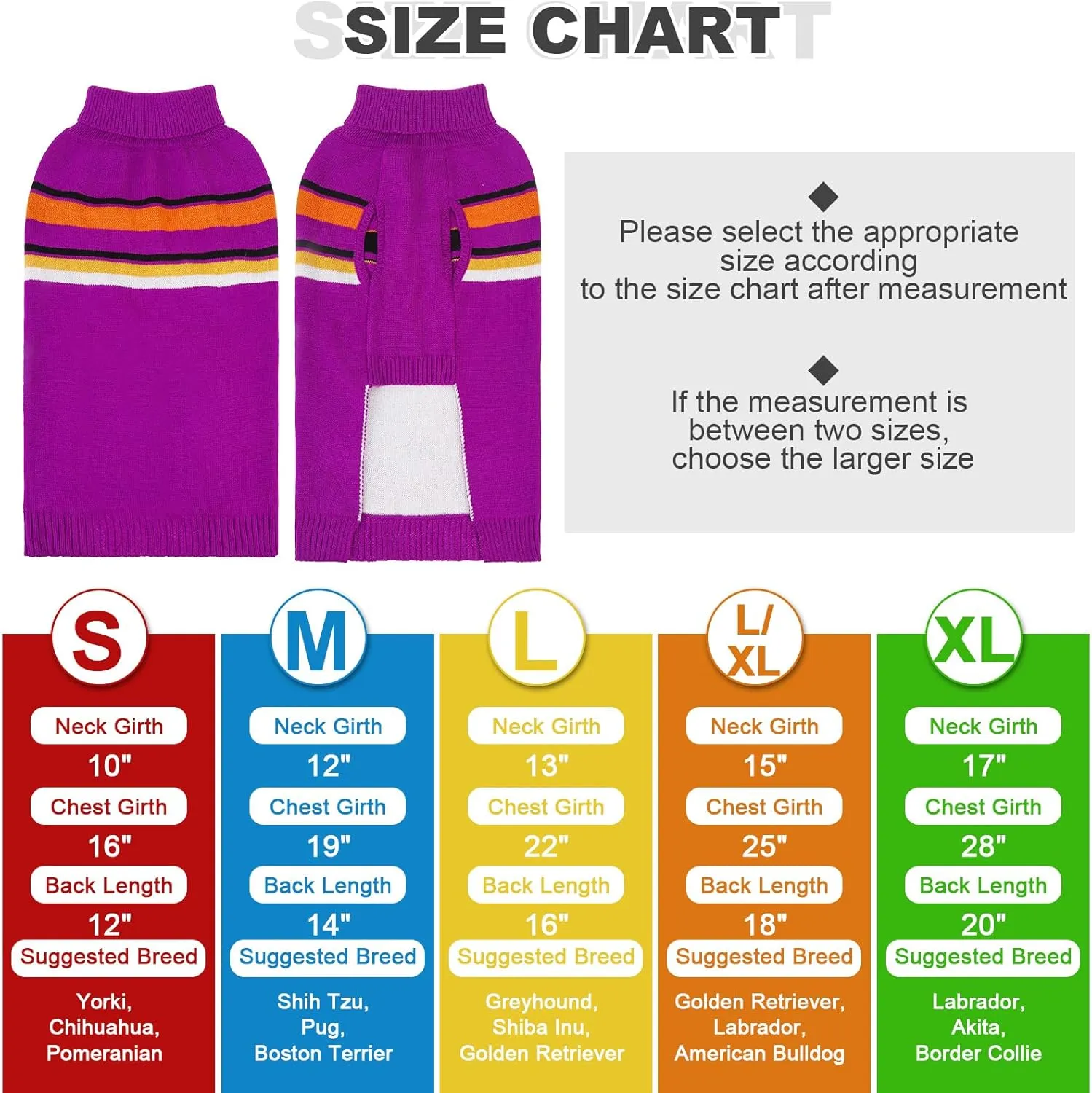 PAWCHIE Large Dog Girls & Boys Warm Coat Turtleneck, Thick Dog Clothes with Leash Hole, Stretchy Knitted Outfit for Small to Large Doggy Puppy, Purple L/XL