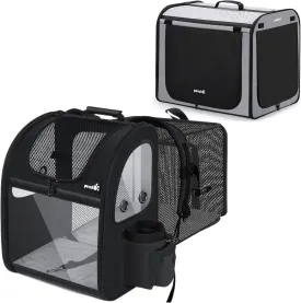 Pecute Cat Carrier Backpacks, Expandable Cat Backpack with Breathable Mesh, and Dog Car Carrier Stable and Light Weight, Dog Carrier for Car, Portable Dog Car Crate with Breathable Windows