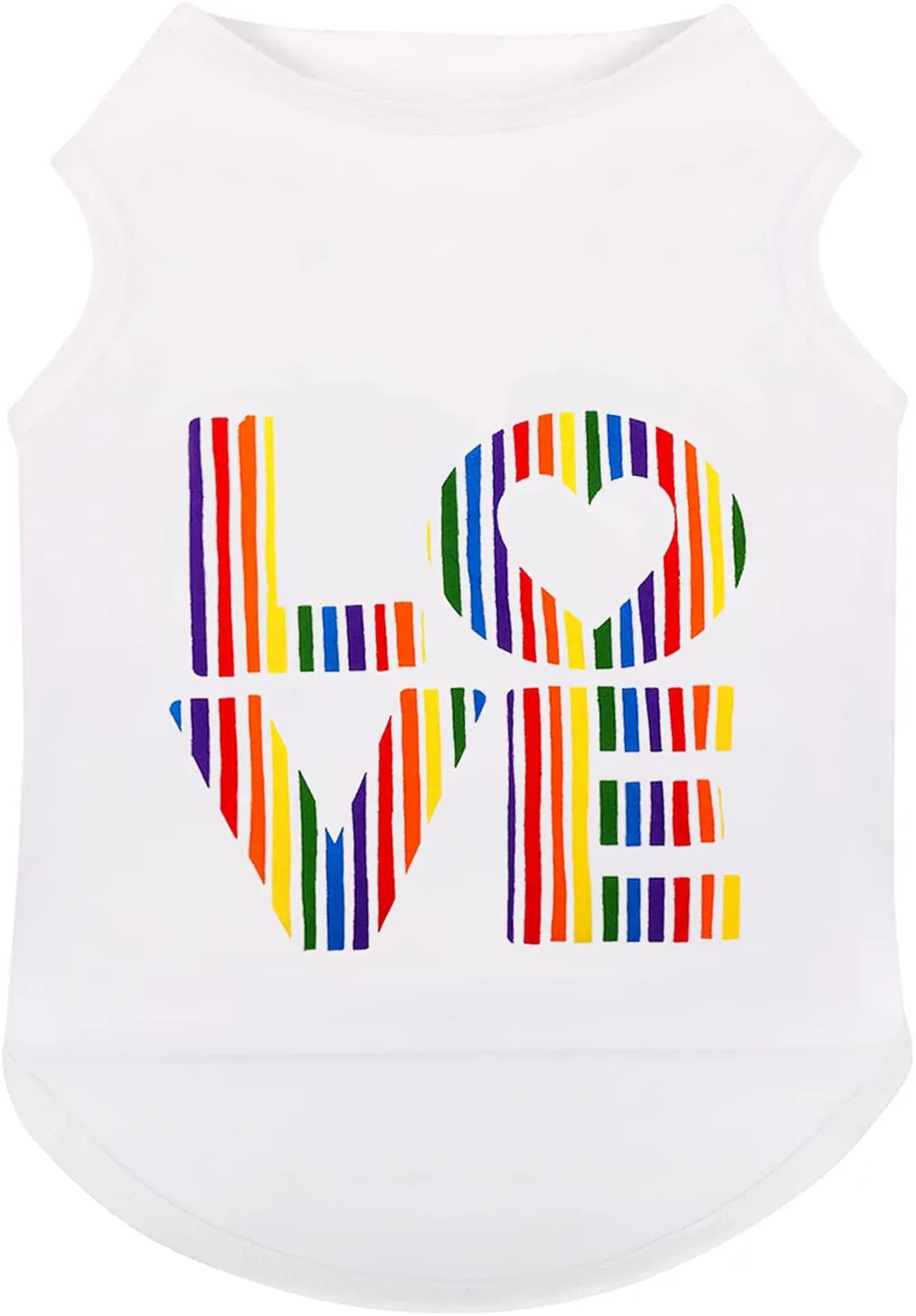 Perferhouse Rainbow Dog T-Shirt with Love Pattern Comfortable Cotton Dog Clothes Quick Dry Dog Shirt Fashion Pet Clothing for Dog Cat Puppy(White XS)
