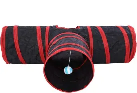 Pet Cat Tunnel, 4 Color Foldable 3 Way Cat Play Tunnel Toy Indoor Outdoor Pet Interactive Training Toy(Red)