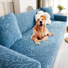 Pet Couch Covers for Sofa, Boho 3D Floral Couch Protector for Dogs with 2 Pillow Covers 18x18, Soft Comfy Washable Plush Sofa Mat Pet Bed Couch Slipcover (Blue,M)