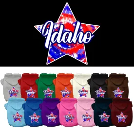 Pet Dog & Cat Screen Printed Hoodie for Medium to Large Pets (Sizes 2XL-6XL), "Idaho Patriotic Tie Dye"