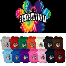 Pet Dog & Cat Screen Printed Hoodie for Medium to Large Pets (Sizes 2XL-6XL), "Pennsylvania Bright Tie Dye"