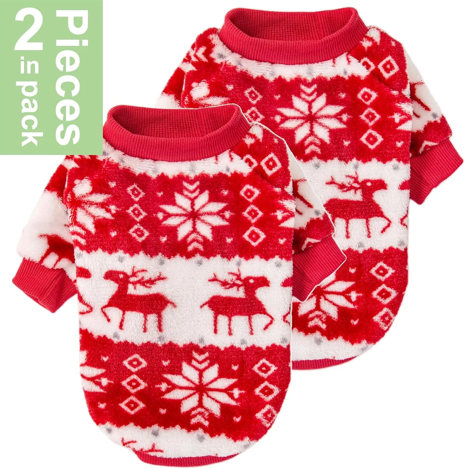 POMIU Dog Sweater, Dog Sweaters for Small Medium Dogs or Cat, Warm Soft Flannel Pet Clothes for Dogs Girl or Boy, Dog Shirt Coat Jacket (Xmas Red Xmas White, Large)