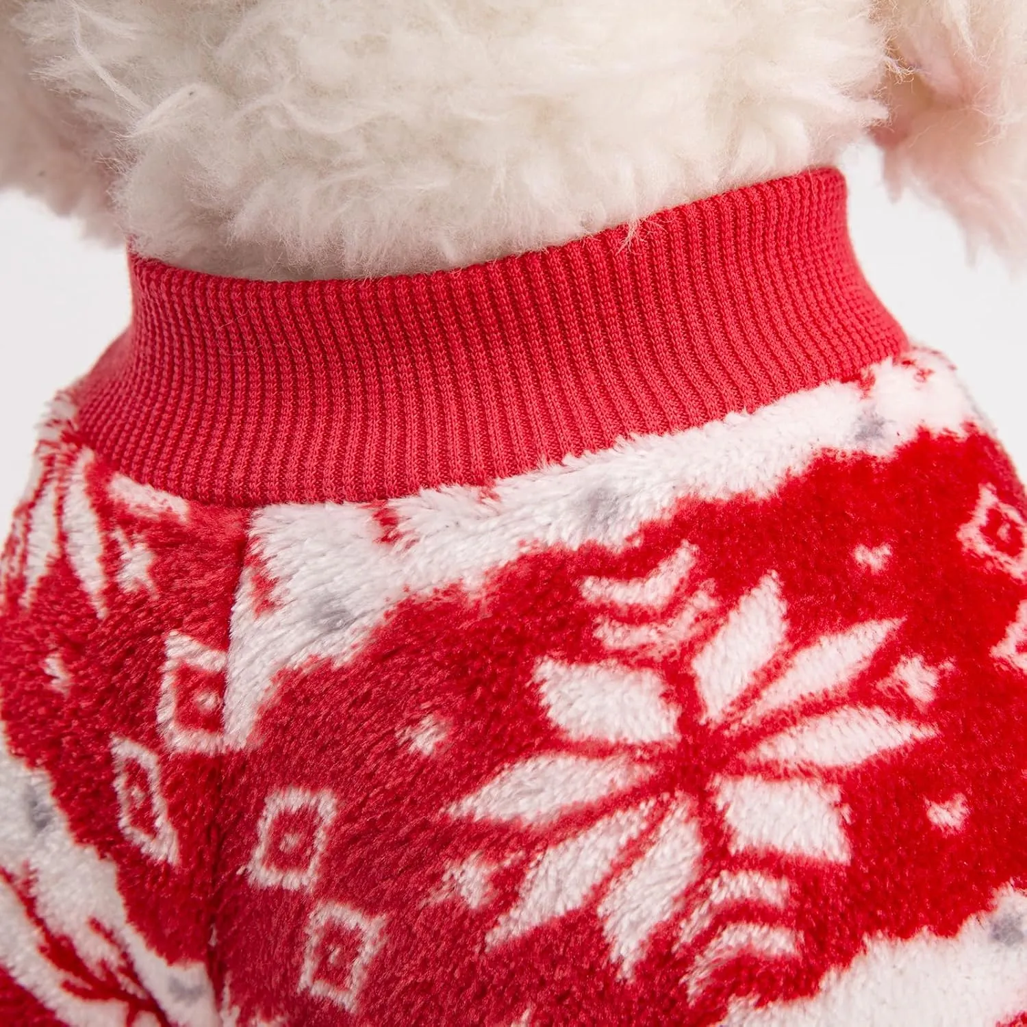 POMIU Dog Sweater, Dog Sweaters for Small Medium Dogs or Cat, Warm Soft Flannel Pet Clothes for Dogs Girl or Boy, Dog Shirt Coat Jacket (Xmas Red Xmas White, Large)