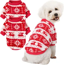 POMIU Dog Sweater, Dog Sweaters for Small Medium Dogs or Cat, Warm Soft Flannel Pet Clothes for Dogs Girl or Boy, Dog Shirt Coat Jacket (Xmas Red Xmas White, Large)