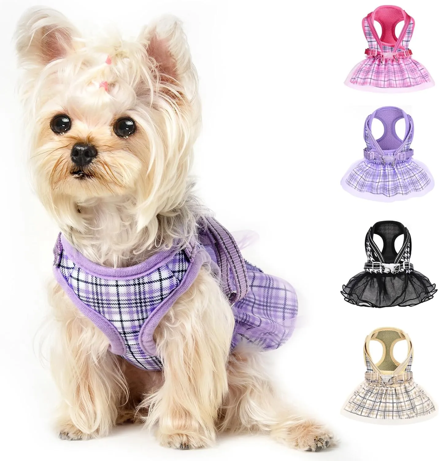 Purple No Leash Dog Harness - Breathable, Adjustable, No Pull for Small Medium Dogs (Chest 13.7-17.3in)