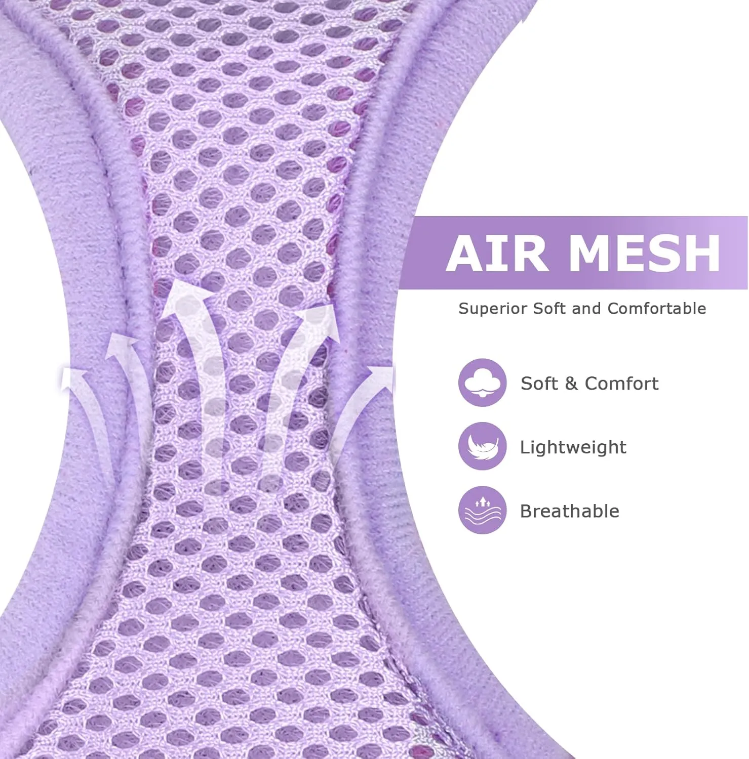 Purple No Leash Dog Harness - Breathable, Adjustable, No Pull for Small Medium Dogs (Chest 13.7-17.3in)