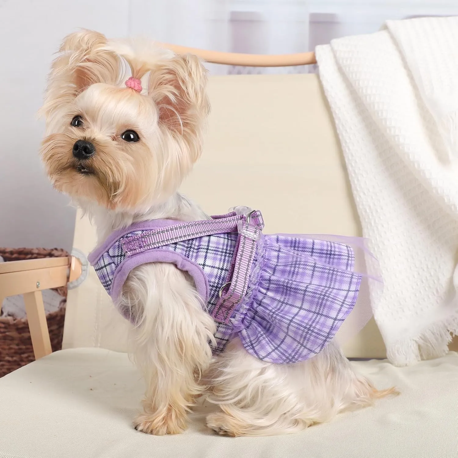Purple No Leash Dog Harness - Breathable, Adjustable, No Pull for Small Medium Dogs (Chest 13.7-17.3in)