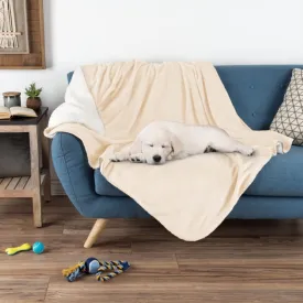 Reversible Sherpa Fleece Throw Protects Couches Waterproof Pet Blanket