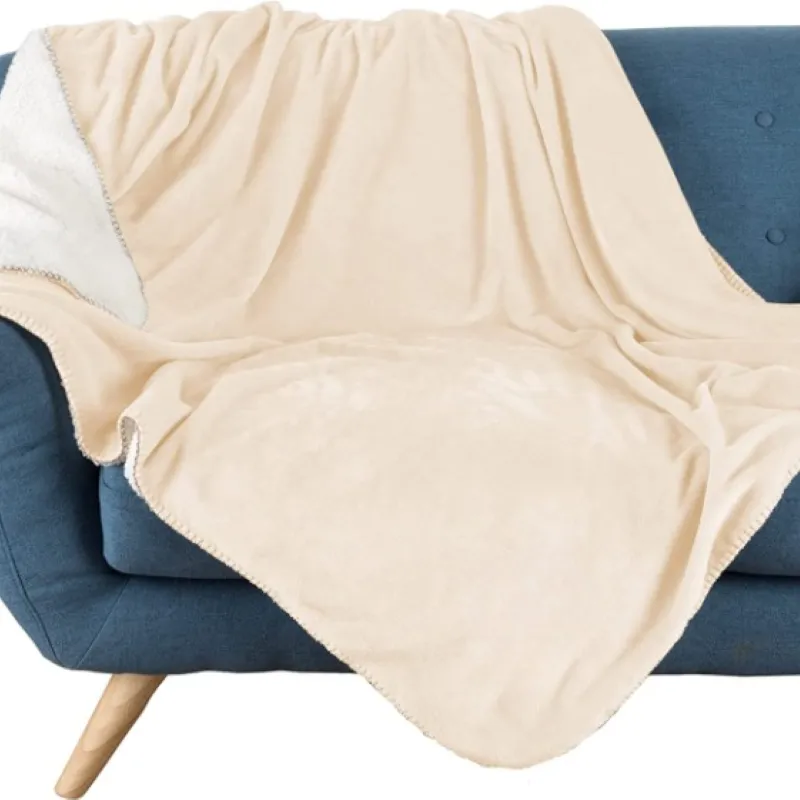 Reversible Sherpa Fleece Throw Protects Couches Waterproof Pet Blanket