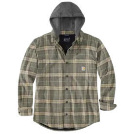 Rugged Flex Relaxed Fit Flannel Fleece-Lined Hooded Shirt Jac | Dusty Olive