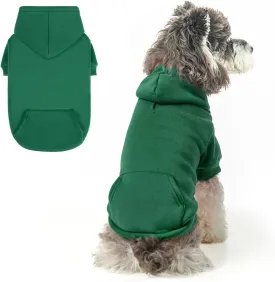 SCENEREAL Dog Hoodie Sweaters for Small Medium Large Size Dogs, Fleece Dog Sweatshirt with Hat and Pocket,Soft Cotton Cold Winter All Weather Dog Clothes for S to XL Sized Dogs, Green S