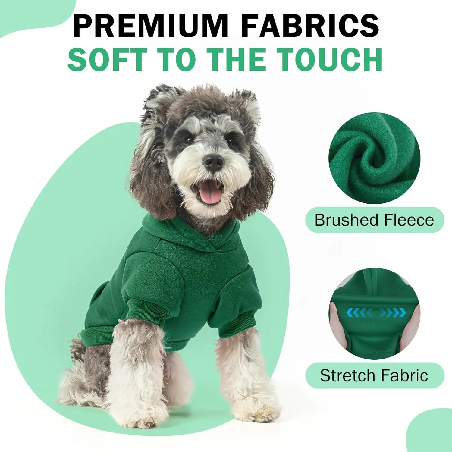 SCENEREAL Dog Hoodie Sweaters for Small Medium Large Size Dogs, Fleece Dog Sweatshirt with Hat and Pocket,Soft Cotton Cold Winter All Weather Dog Clothes for S to XL Sized Dogs, Green S