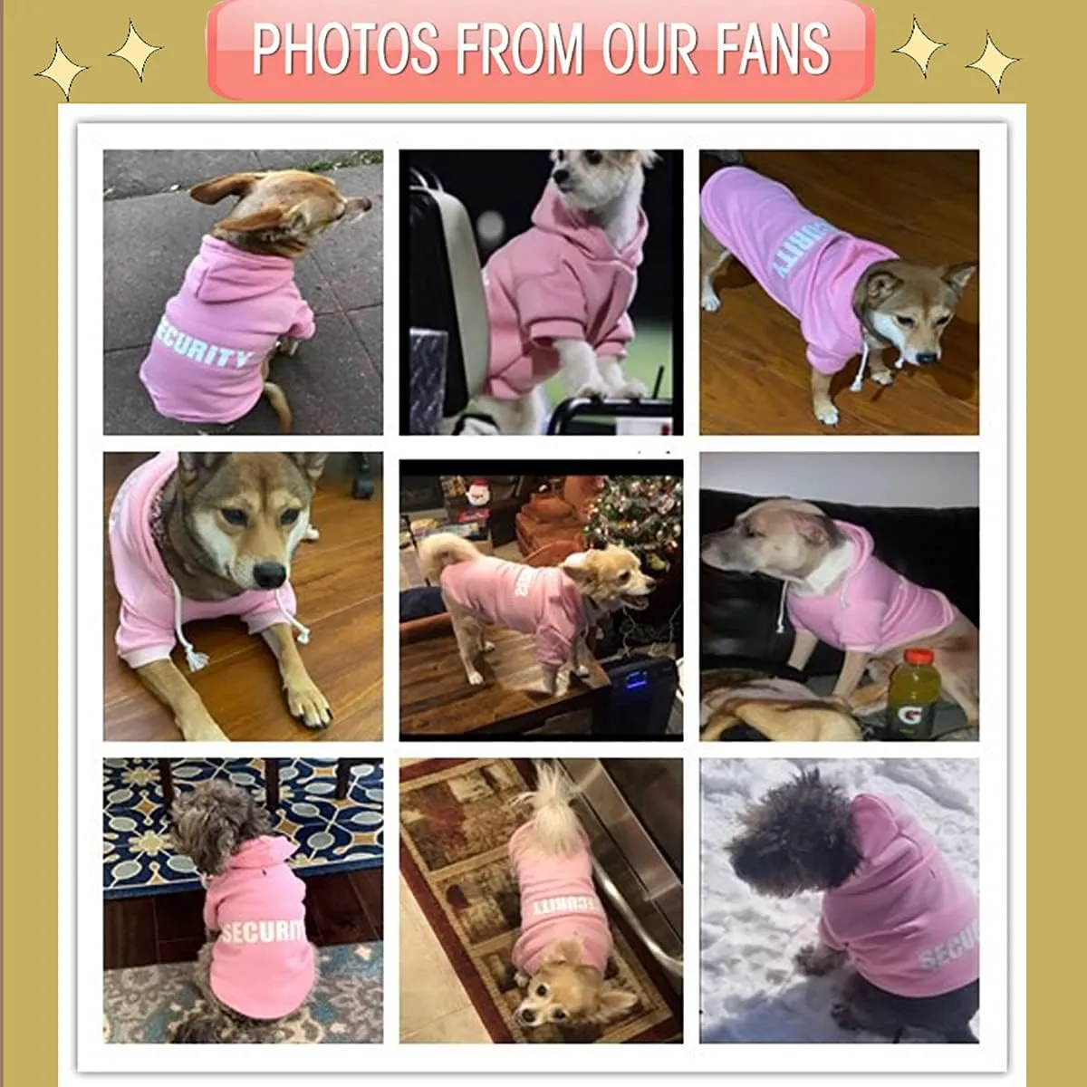 Security Dog Hoodies Dog Clothes Apparel Winter Sweatshirt Warm Sweater Cotton Puppy Small Dog Hoodie for Small Dog Medium Large Dog Cat (Black, S)