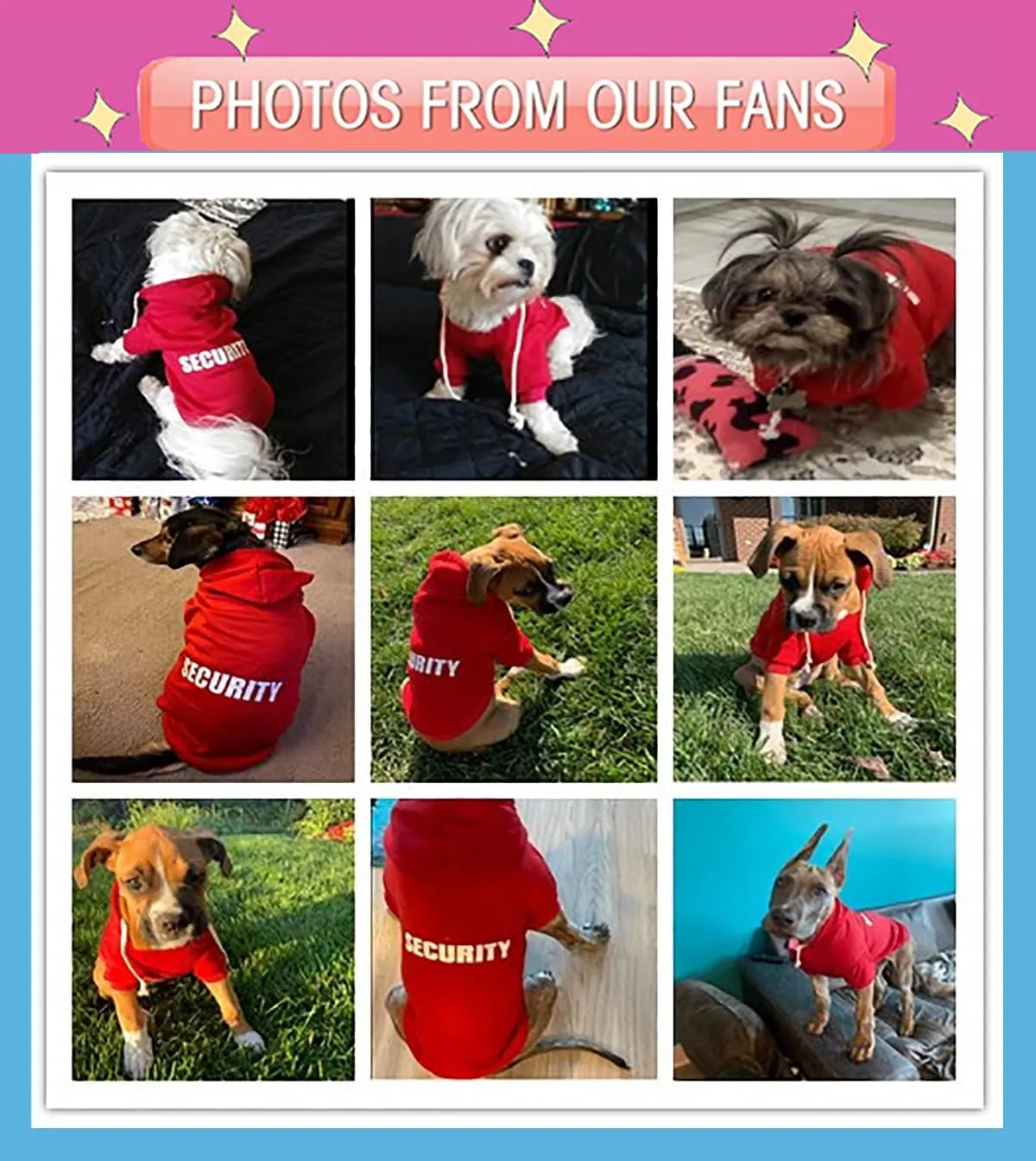 Security Dog Hoodies Dog Clothes Apparel Winter Sweatshirt Warm Sweater Cotton Puppy Small Dog Hoodie for Small Dog Medium Large Dog Cat (Black, S)