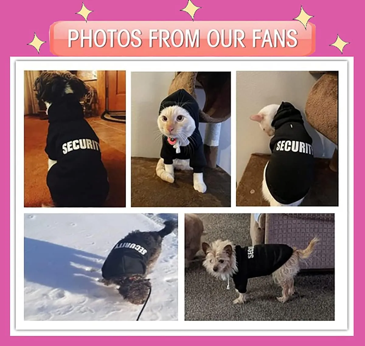 Security Dog Hoodies Dog Clothes Apparel Winter Sweatshirt Warm Sweater Cotton Puppy Small Dog Hoodie for Small Dog Medium Large Dog Cat (Black, S)