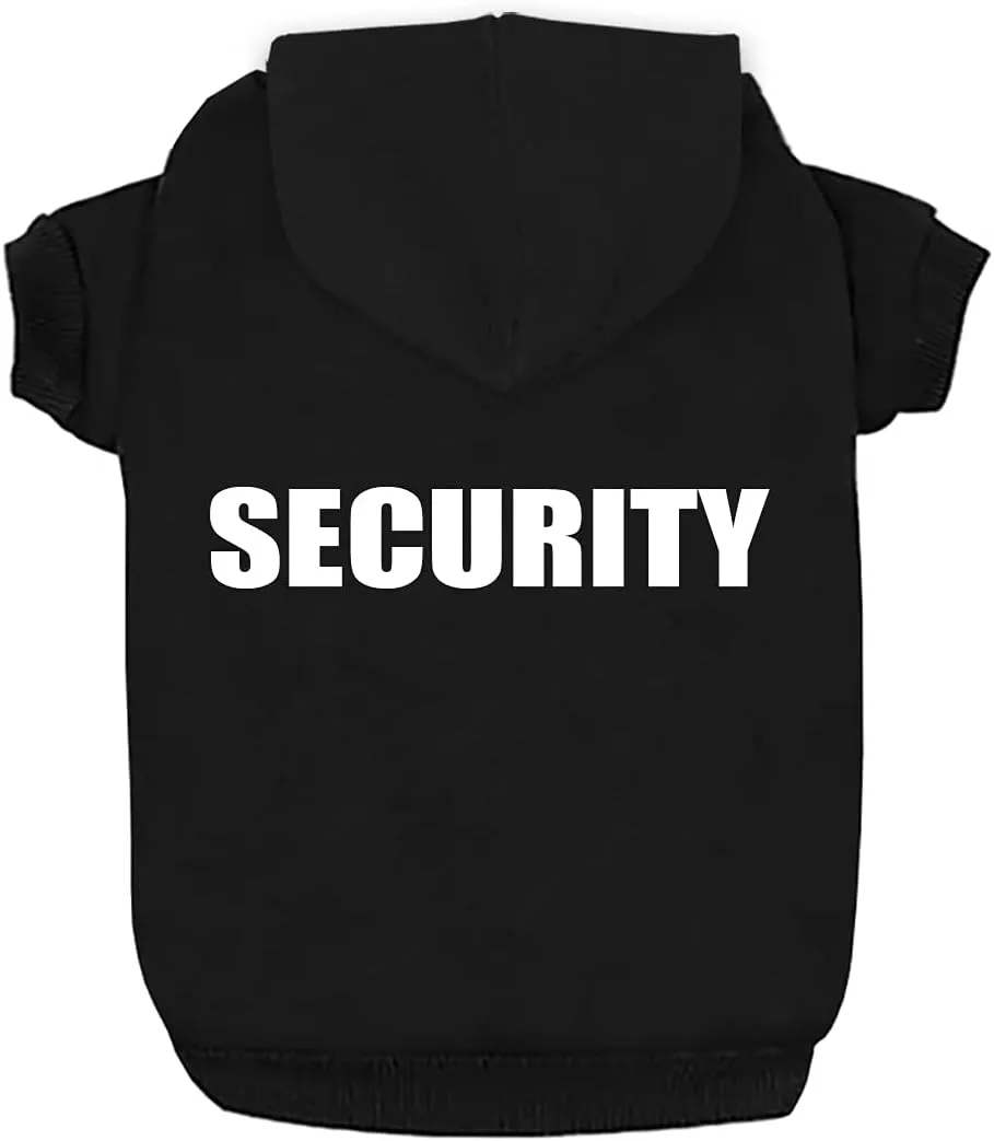 Security Dog Hoodies Dog Clothes Apparel Winter Sweatshirt Warm Sweater Cotton Puppy Small Dog Hoodie for Small Dog Medium Large Dog Cat (Black, S)