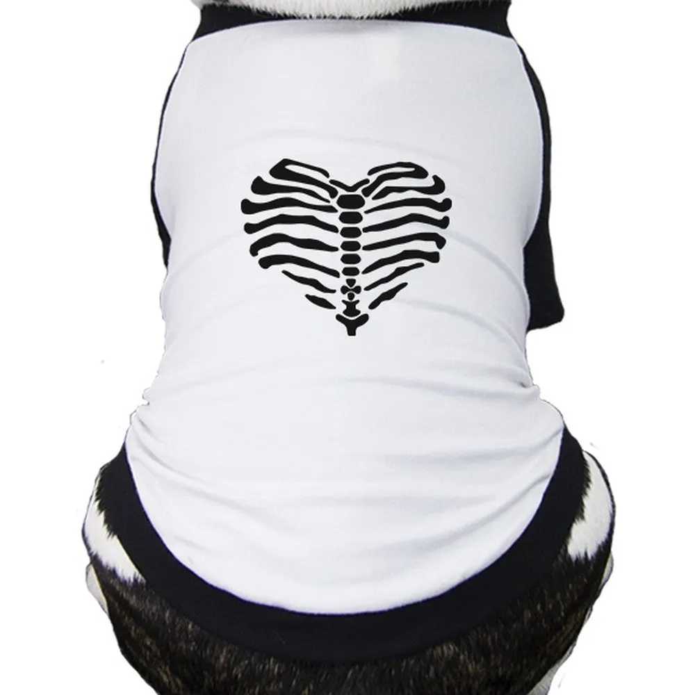 Skeleton Heart Pets Black And White BaseBall Shirt