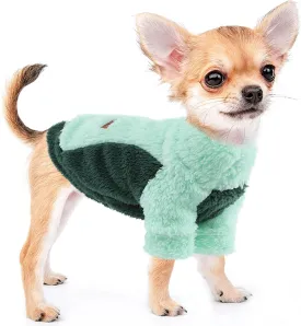 Small Dog Clothes Green Sweater for Girl Boy, Turtleneck Sweatshirt With Leash Hole, Winter Pet Pullover Coat Apparel Puppy Jacket, XS, Green