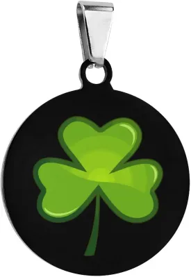 St Patricks Day Shamrock Pet ID Tags Personalized Stainless Steel Dog and Cat Tags Cute Collar Tag Circular
