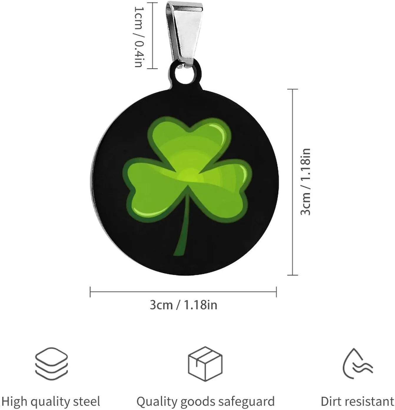 St Patricks Day Shamrock Pet ID Tags Personalized Stainless Steel Dog and Cat Tags Cute Collar Tag Circular