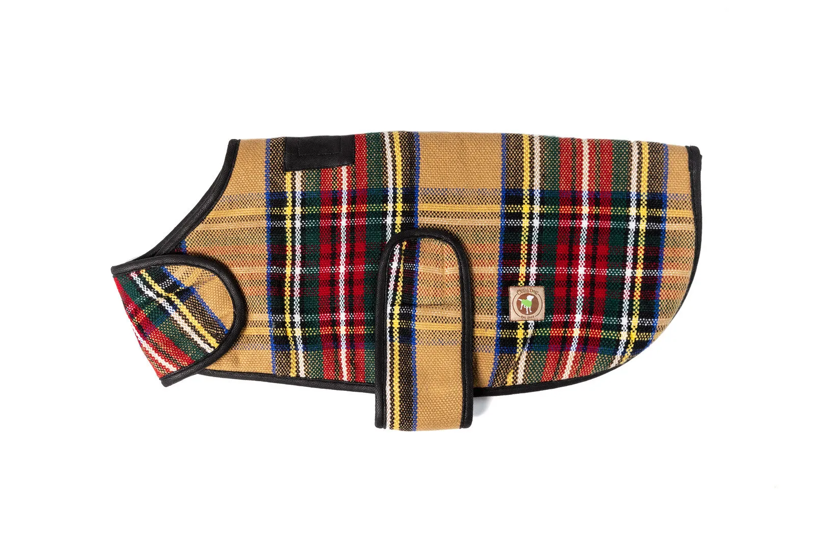 Tan Tartan Plaid Fleece Lined Dog Coat by Chilly Dog